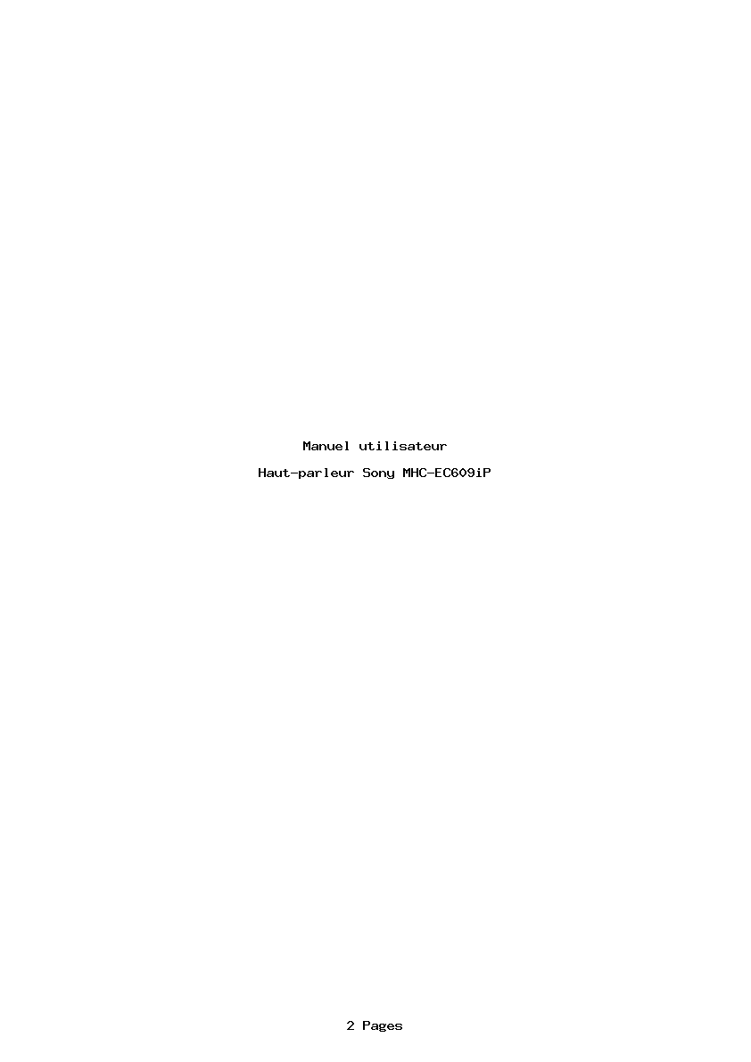 Page 1 de la notice Manuel utilisateur Sony MHC-EC609iP