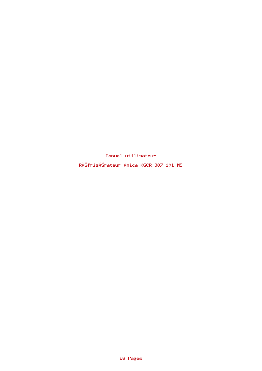 Page 1 de la notice Manuel utilisateur Amica KGCR 387 101 MS