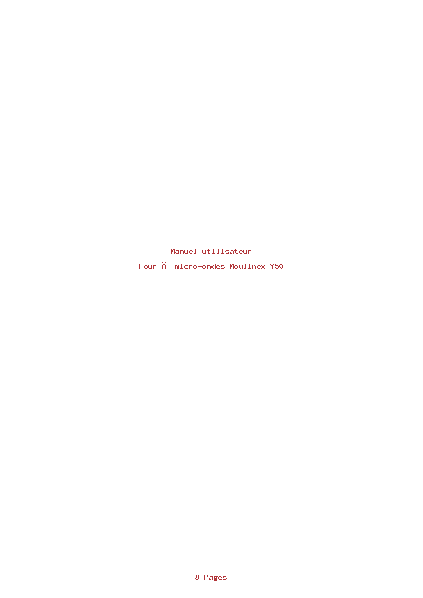 Page 1 de la notice Manuel utilisateur Moulinex Y50