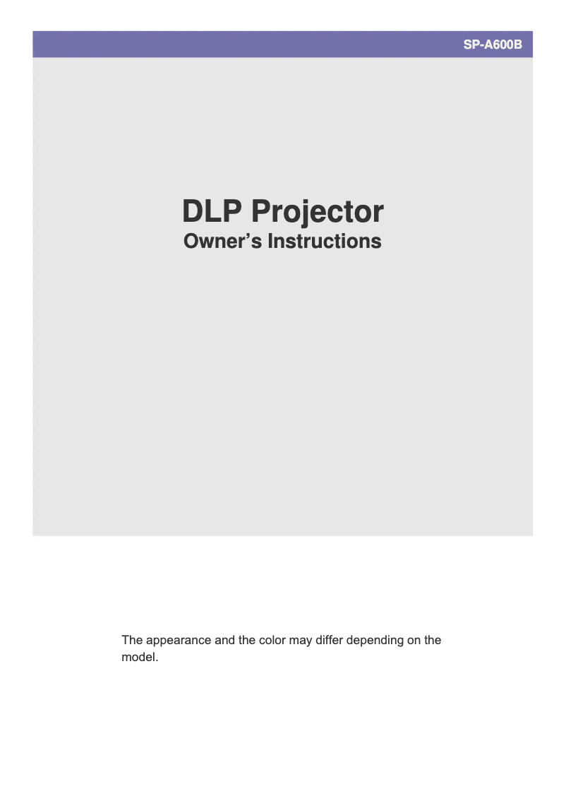 Página 1 del manual Manual de usuario Samsung SP-A600B