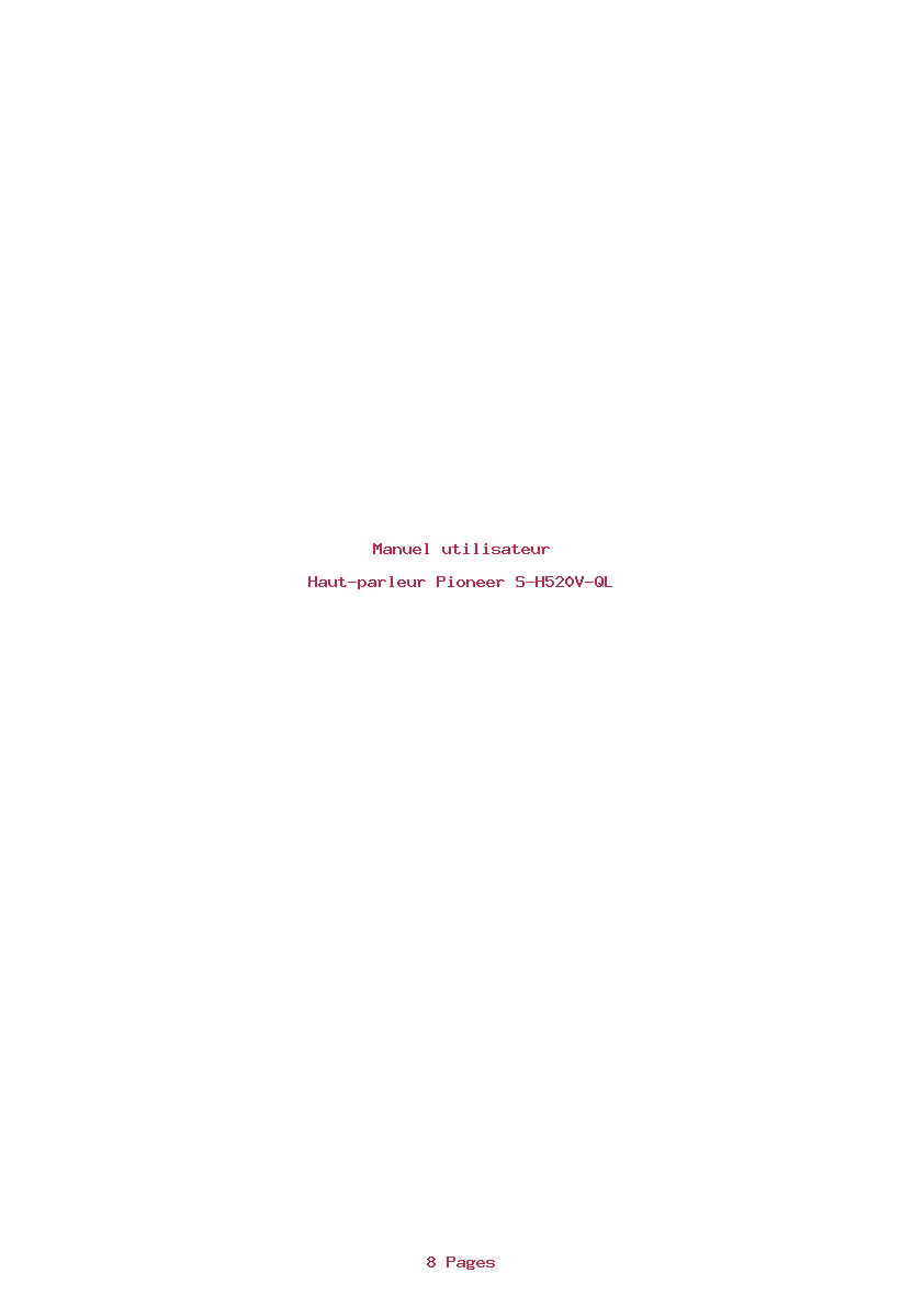Page 1 de la notice Manuel utilisateur Pioneer S-H520V-QL