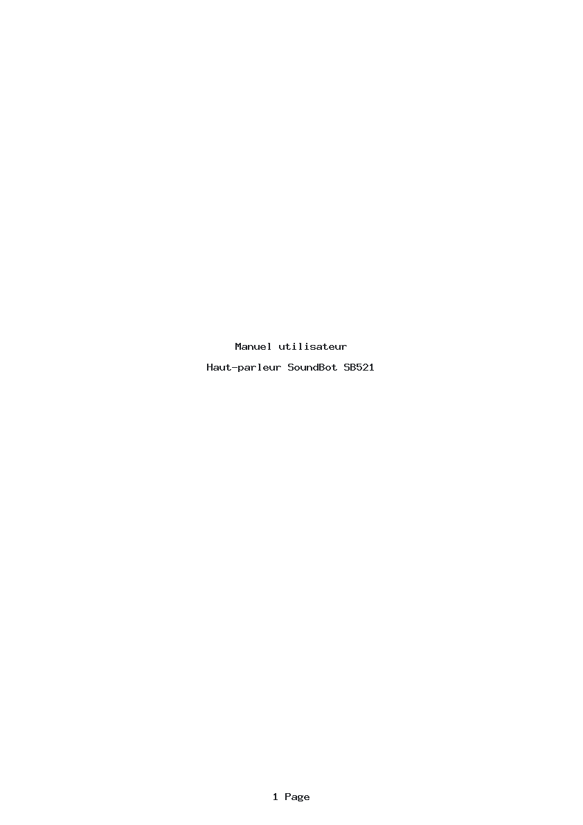 Page 1 de la notice Manuel utilisateur SoundBot SB521