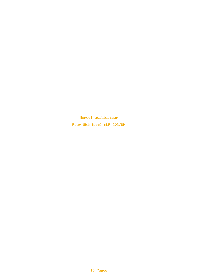 Page 1 de la notice Manuel utilisateur Whirlpool AKP 203/WH