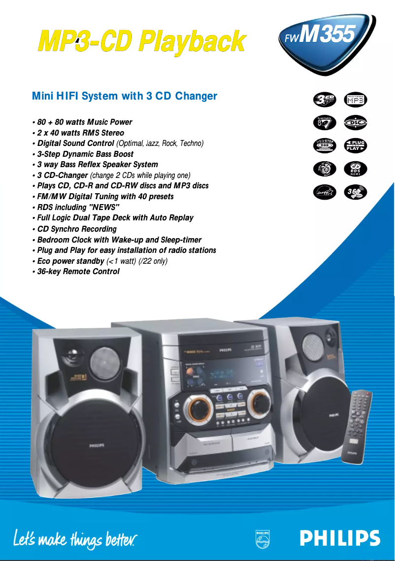 Página 1 del manual Ficha técnica Philips FW-M355