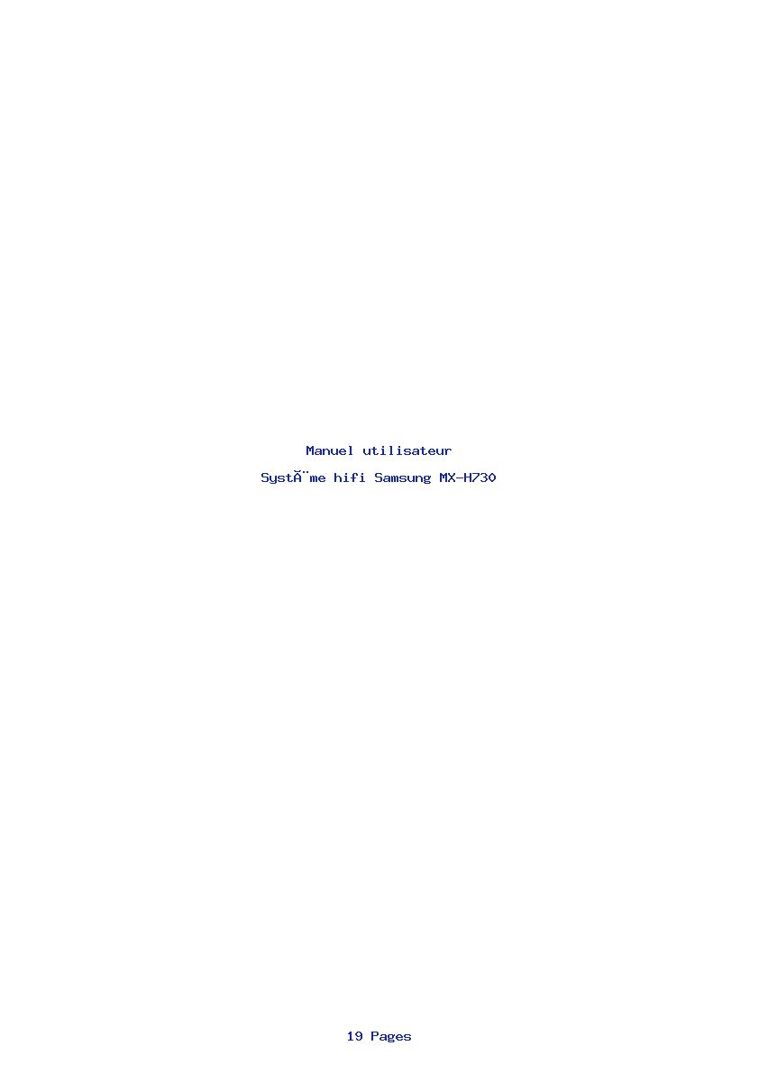 Page 1 de la notice Manuel utilisateur Samsung MX-H730