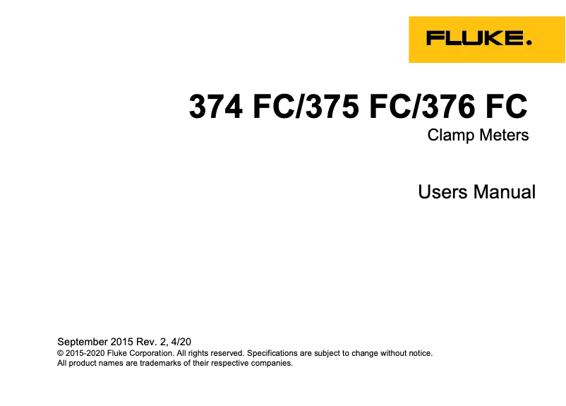 Page 1 of the manual User Manual Fluke 374 FC