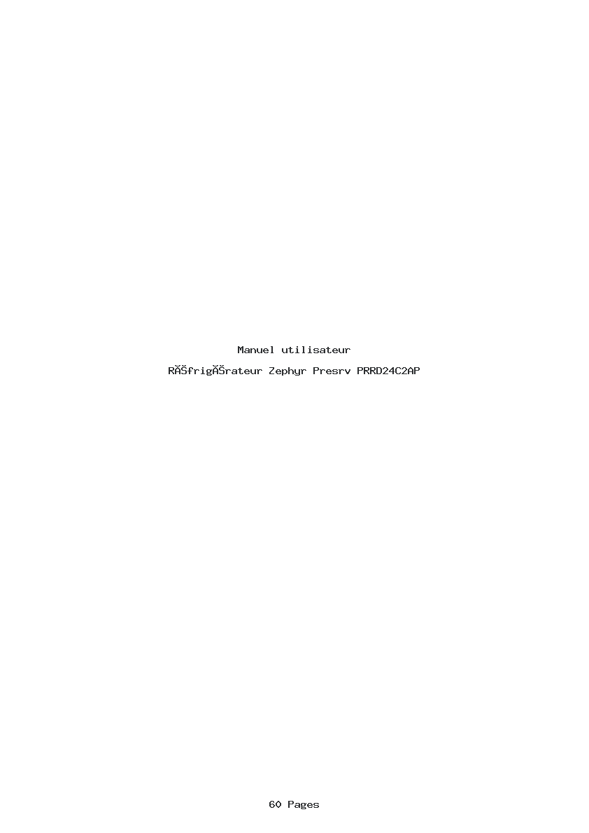 Page 1 de la notice Manuel utilisateur Zephyr Presrv PRRD24C2AP
