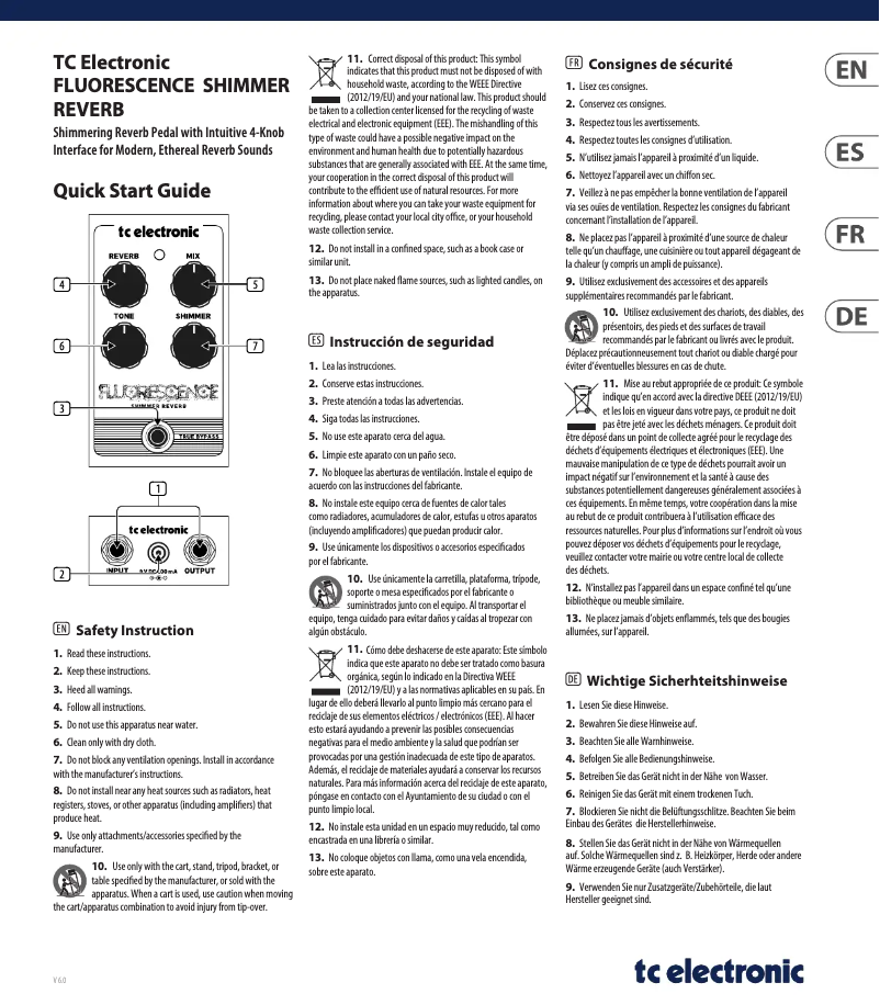 Page 1 de la notice Manuel utilisateur TC Electronic Fluorescence Shimmer Reverb