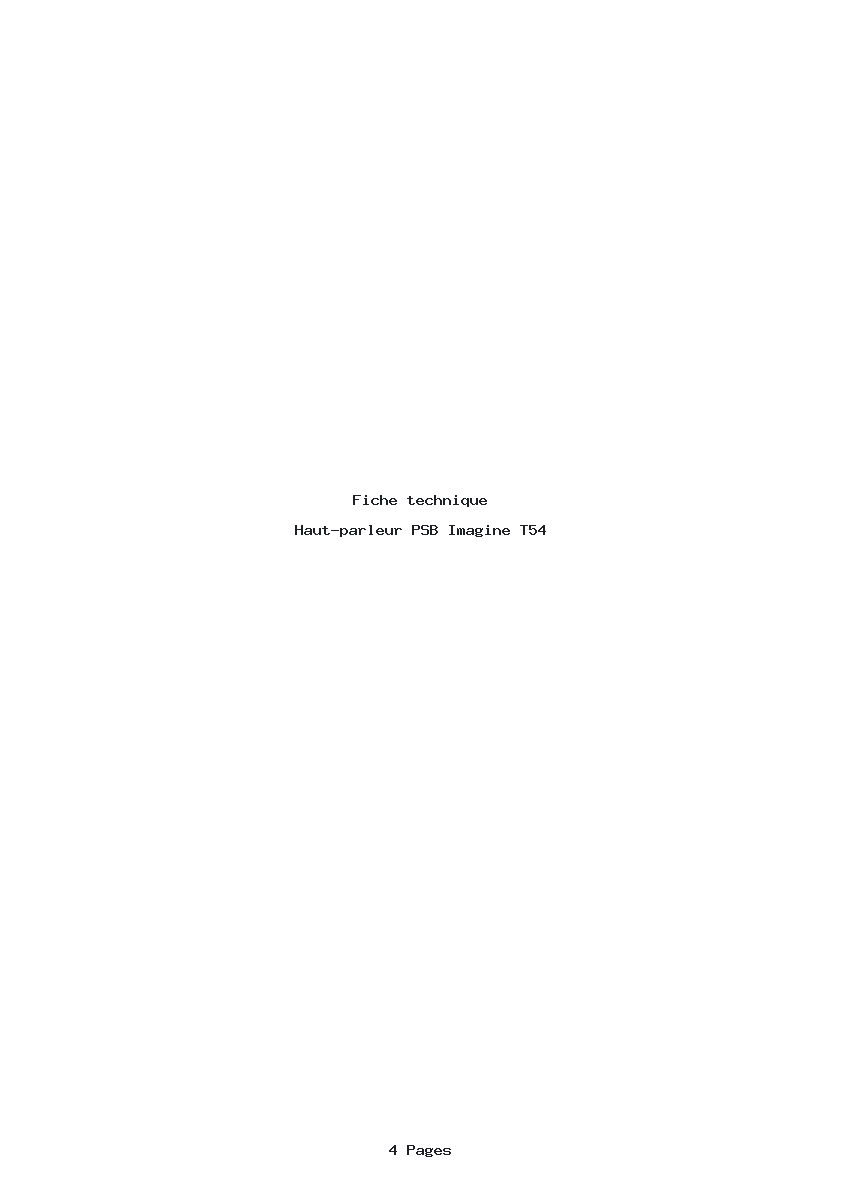 Page 1 de la notice Fiche technique PSB Imagine T54