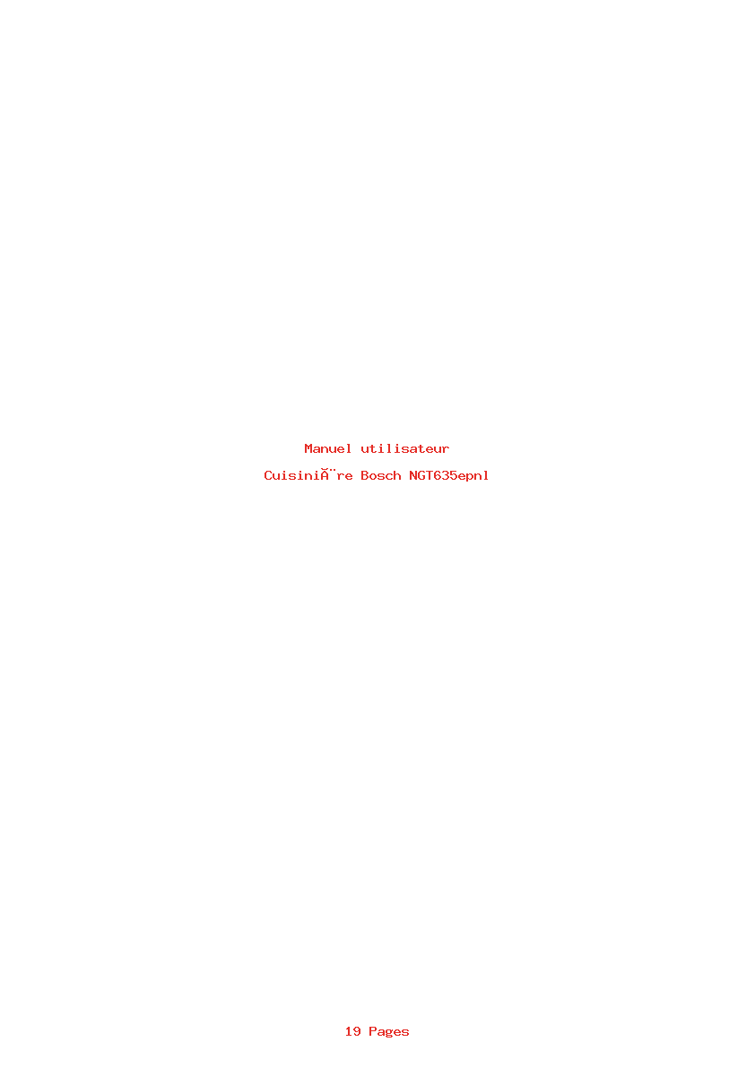 Page 1 de la notice Manuel utilisateur Bosch NGT635epnl