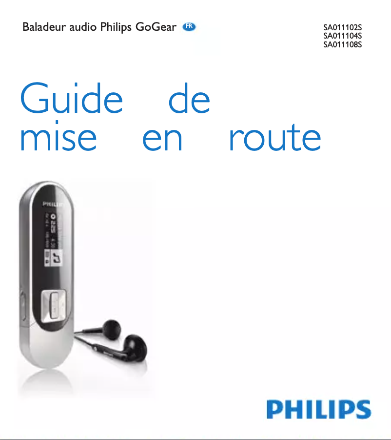 Page 1 of the manual Quick Start Guide Philips GoGear SA011108S