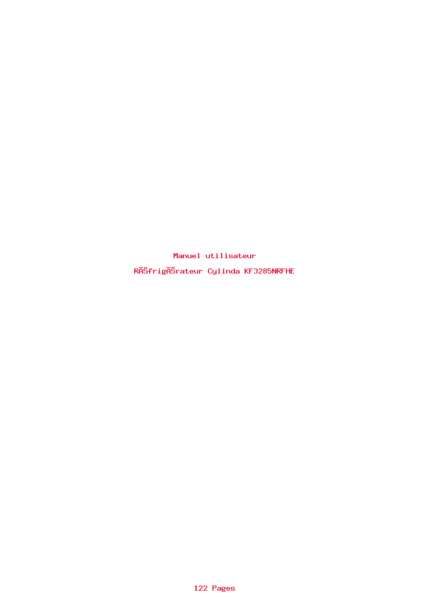 Page 1 de la notice Manuel utilisateur Cylinda KF3285NRFHE