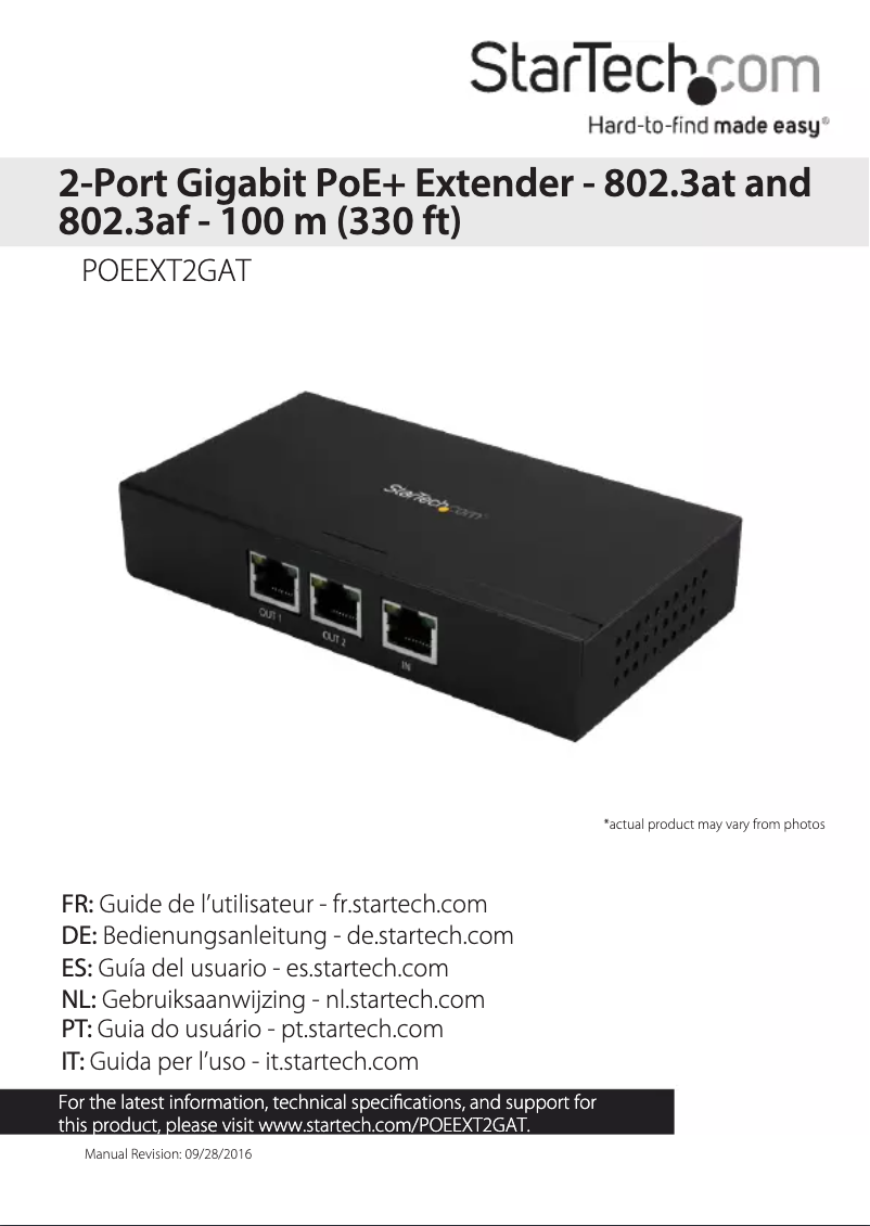 Page 1 de la notice Manuel utilisateur StarTech.com POEEXT2GAT