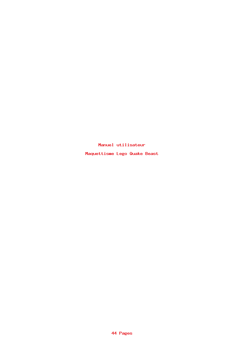 Page 1 de la notice Manuel utilisateur Lego Quake Beast