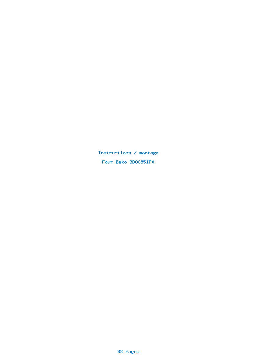 Page 1 de la notice Instructions / montage Beko BBO6851FX