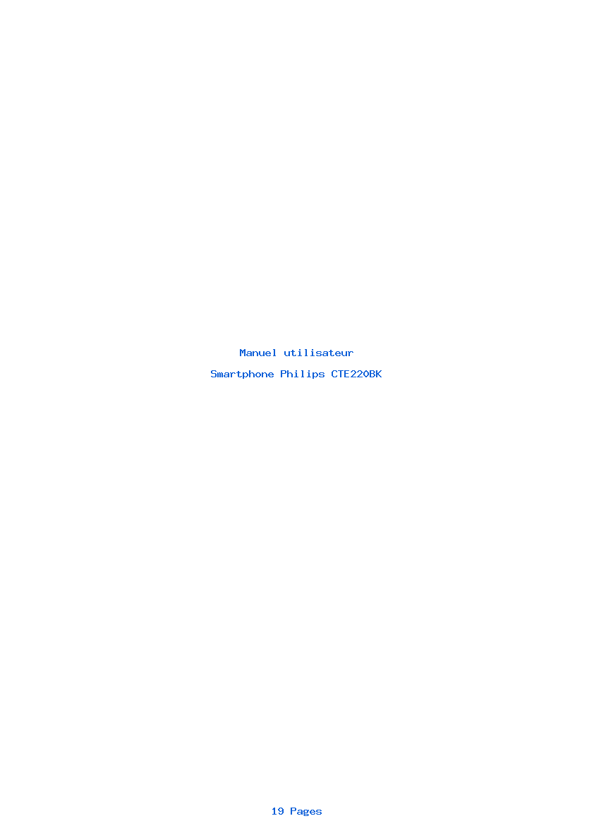 Page 1 de la notice Manuel utilisateur Philips CTE220BK
