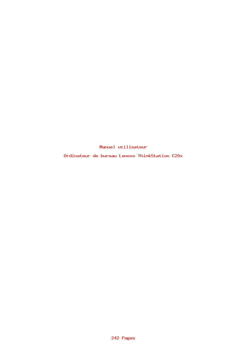 Page 1 de la notice Manuel utilisateur Lenovo ThinkStation C20x