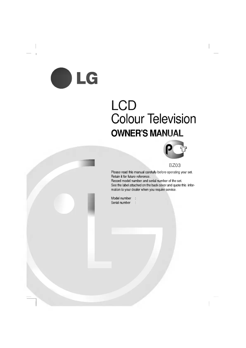 Page 1 de la notice Manuel utilisateur LG RZ-20LA31