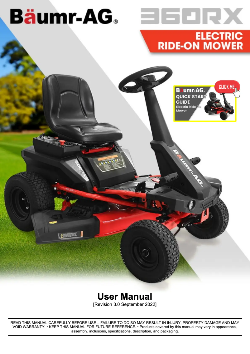 Page 1 de la notice Manuel utilisateur Baumr-AG 360RX