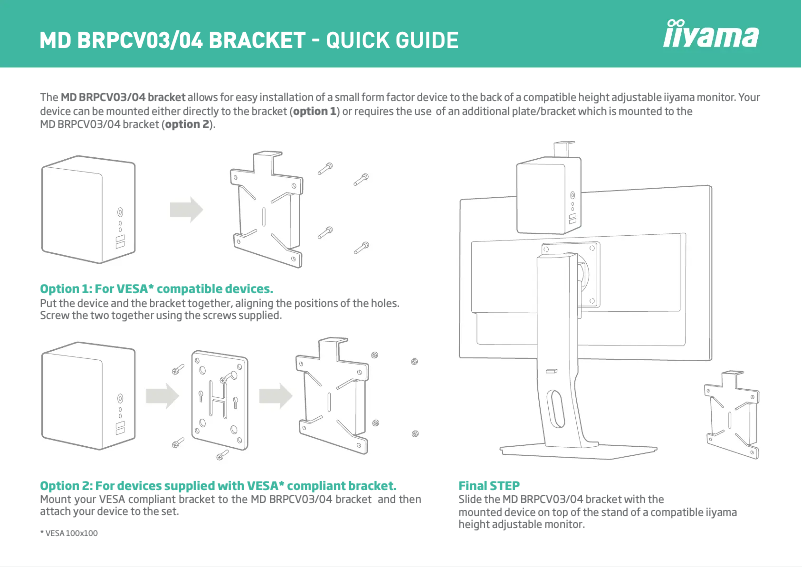 Page 1 de la notice Manuel utilisateur Iiyama MD BRPCV04-W