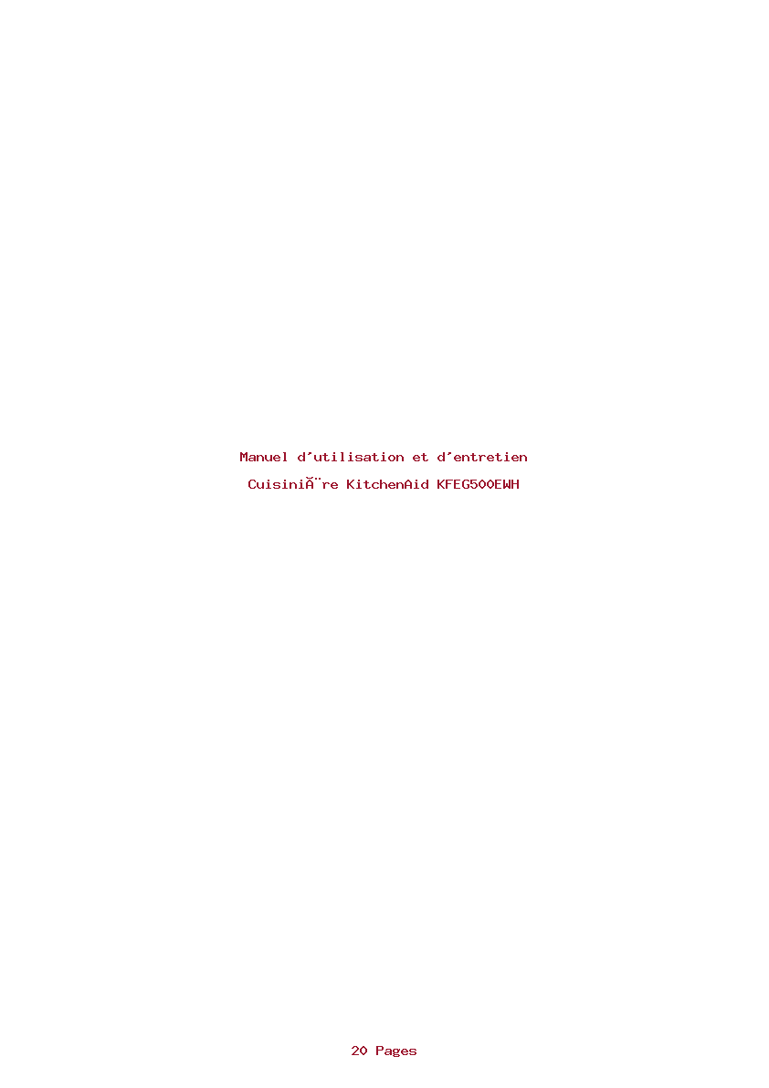 Page 1 de la notice Manuel d'utilisation et d'entretien KitchenAid KFEG500EWH