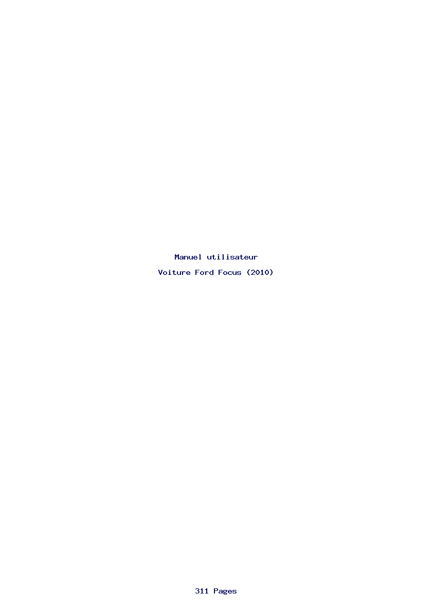 Page 1 de la notice Manuel utilisateur Ford Focus (2010)
