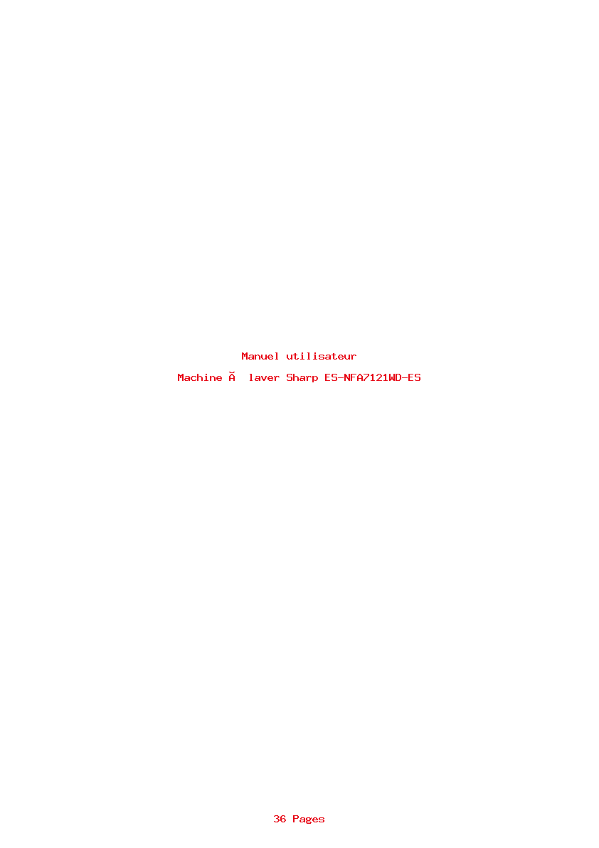 Page 1 de la notice Manuel utilisateur Sharp ES-NFA7121WD-ES