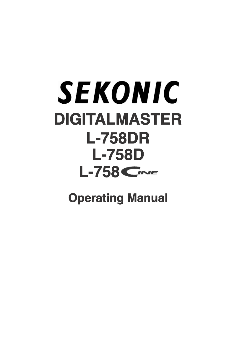 Page 1 de la notice Manuel utilisateur Sekonic L-758DR