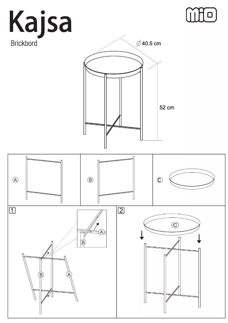 Page 1 de la notice Manuel utilisateur Mio Kajsa