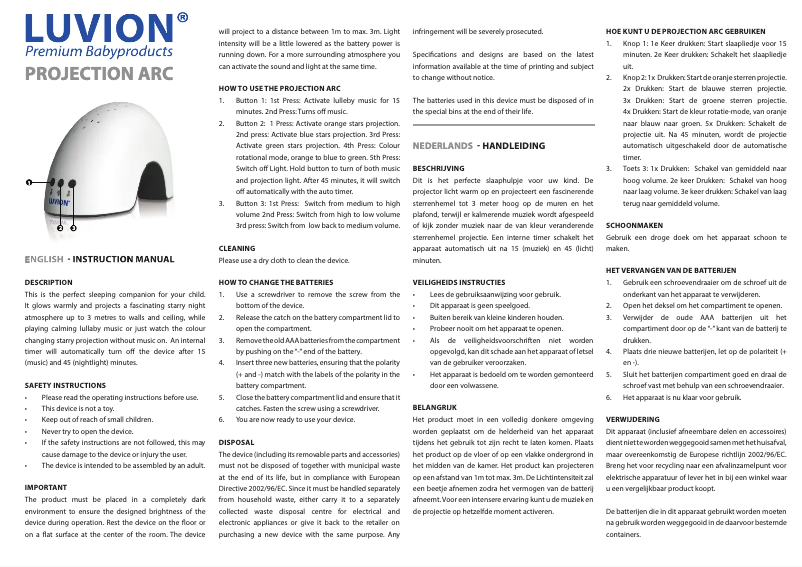 Page 1 de la notice Manuel utilisateur Luvion Projection Arc