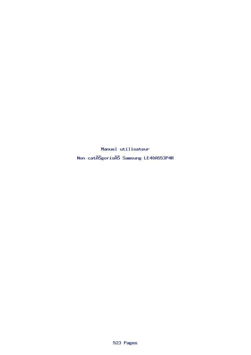 Page 1 de la notice Manuel utilisateur Samsung LE40A553P4R