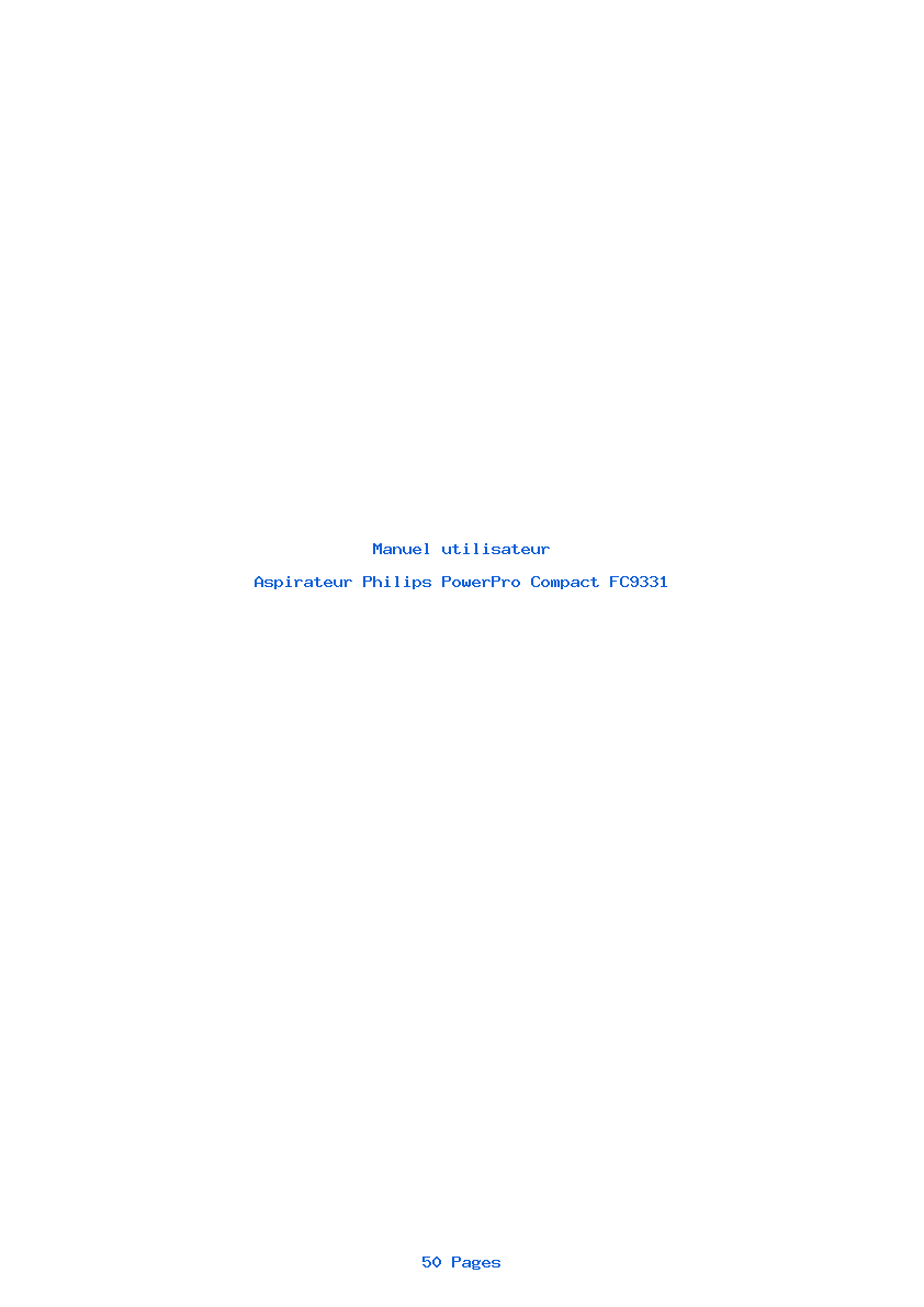 Page 1 de la notice Manuel utilisateur Philips PowerPro Compact FC9331