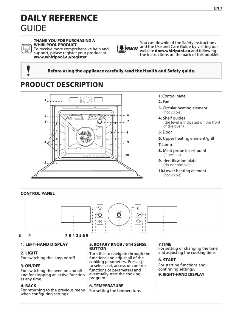 Page 1 of the manual Use and Maintenance Manual Whirlpool AKZM 8480 WH