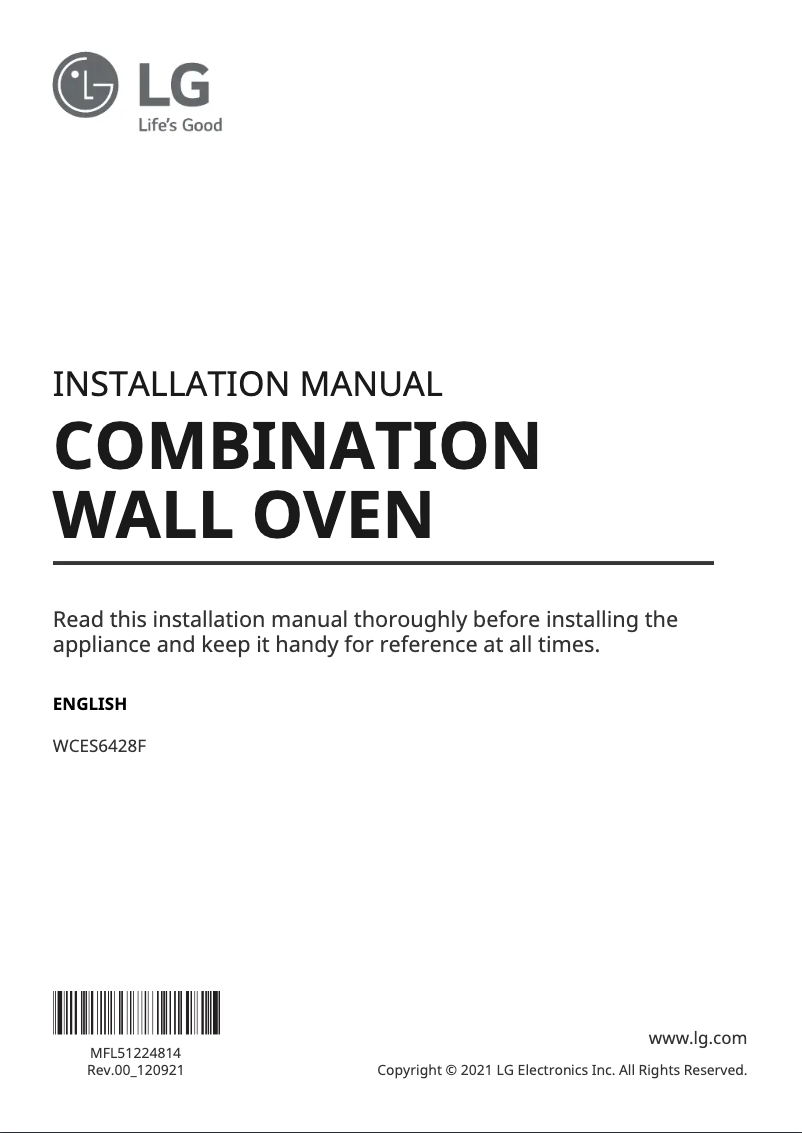 Page 1 de la notice Fiche technique LG WCES6428F