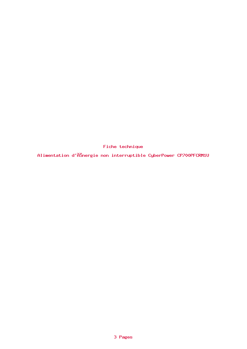 Page 1 de la notice Fiche technique CyberPower CP700PFCRM1U