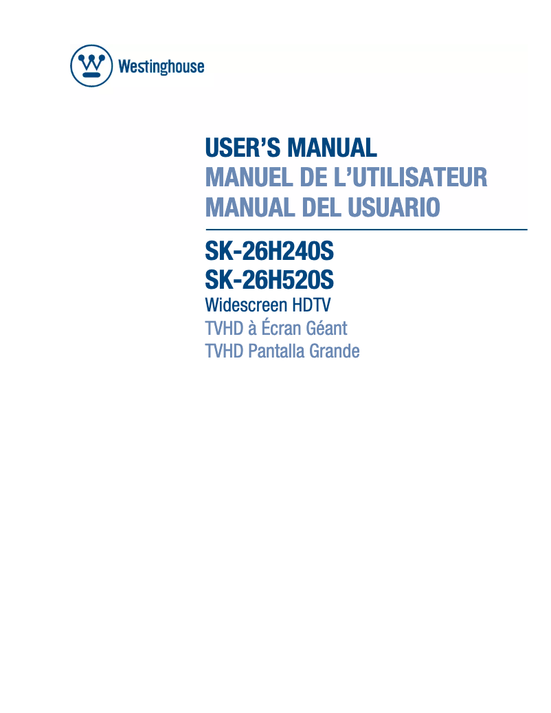 Page 1 de la notice Manuel utilisateur Westinghouse SK-26H520S