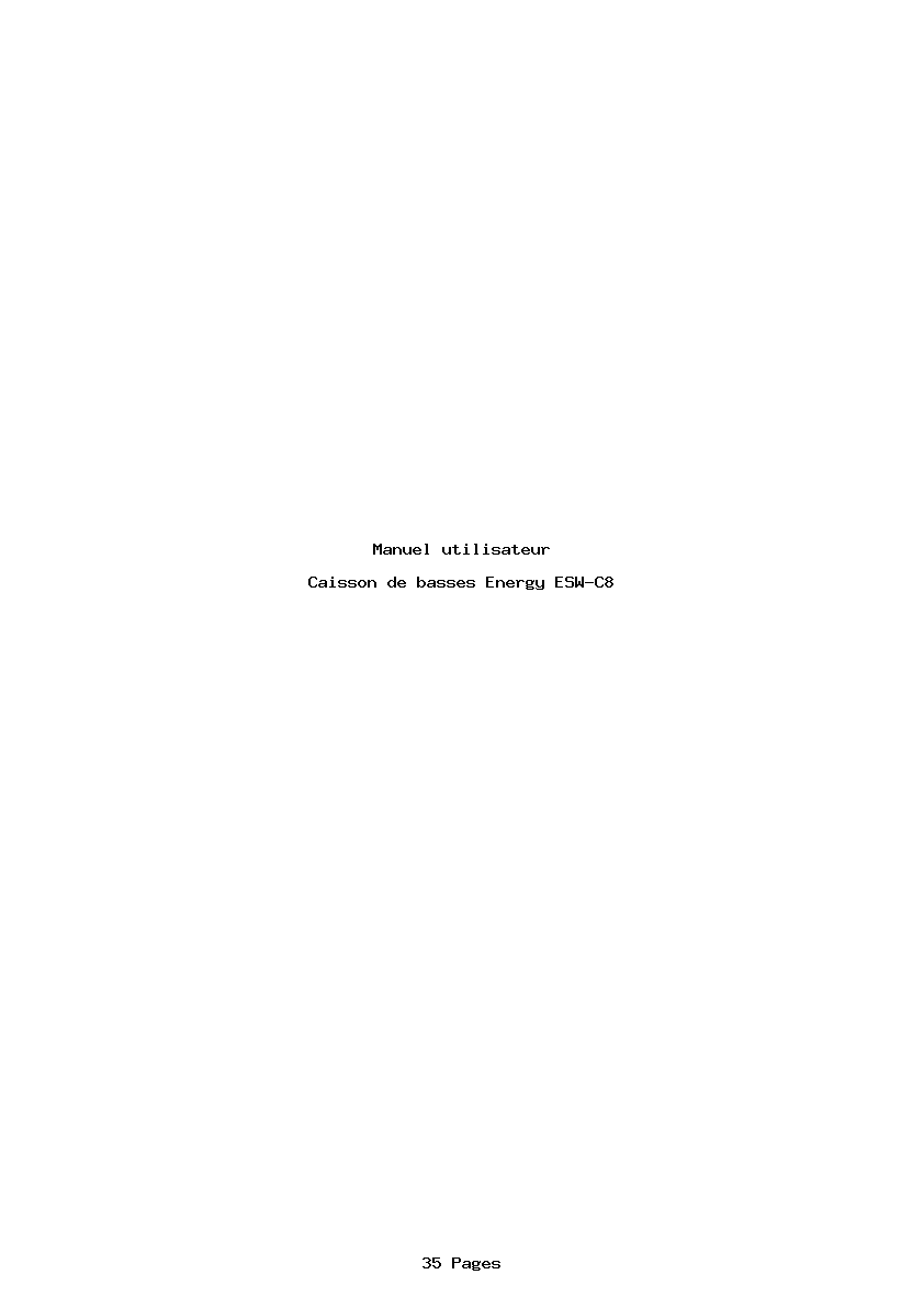 Page 1 de la notice Manuel utilisateur Energy ESW-C8