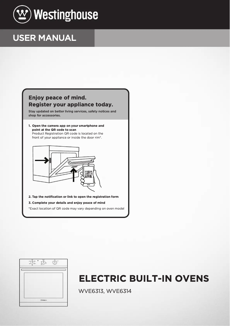 Page 1 de la notice Manuel utilisateur Westinghouse WVE6313SDA