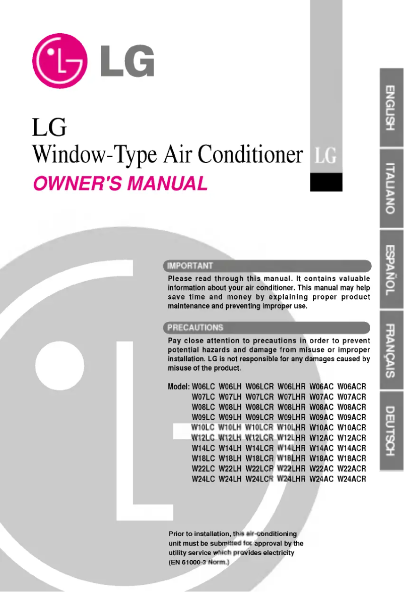 Page 1 de la notice Manuel utilisateur LG AWC126CGAA0