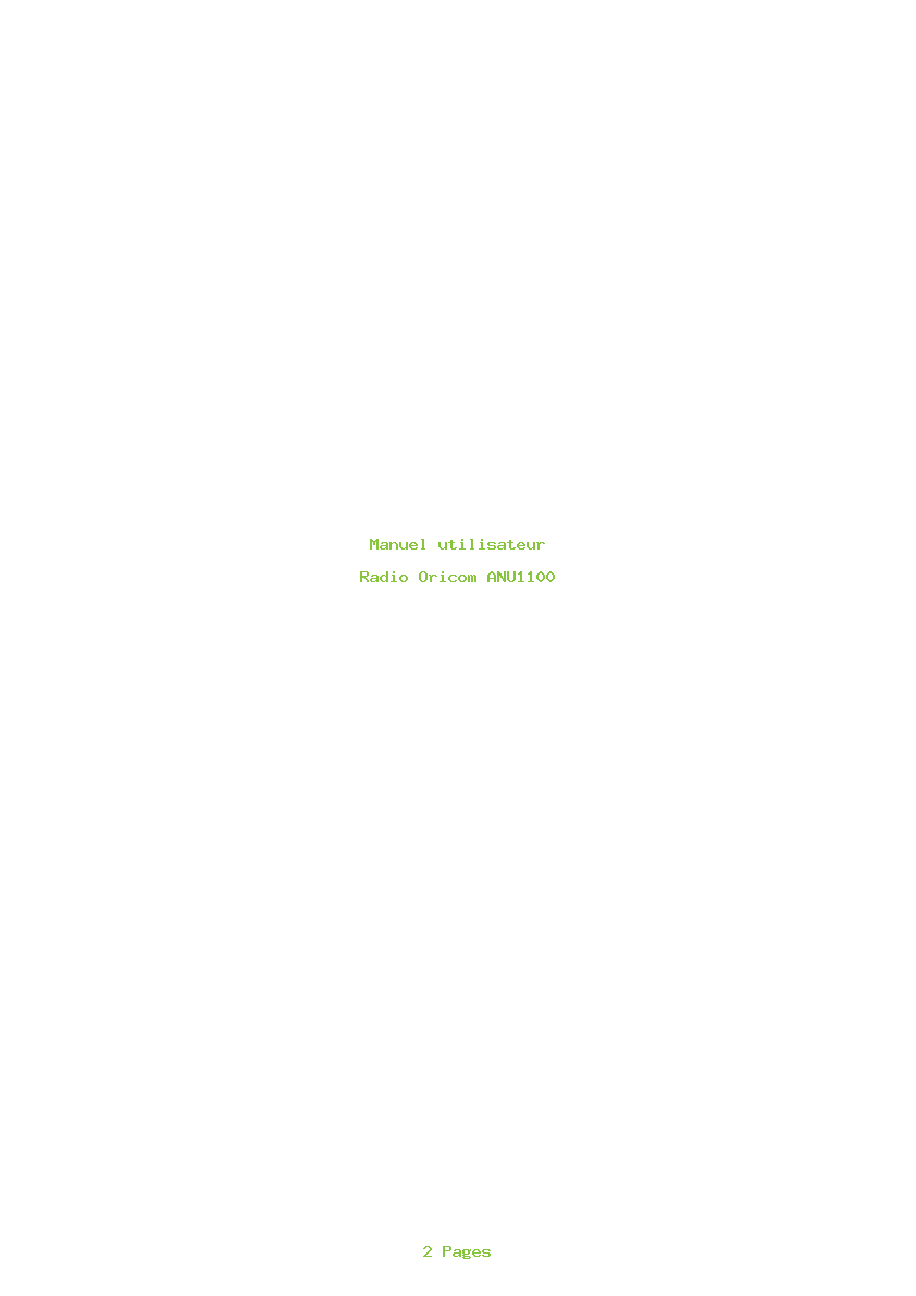 Page 1 de la notice Manuel utilisateur Oricom ANU1100