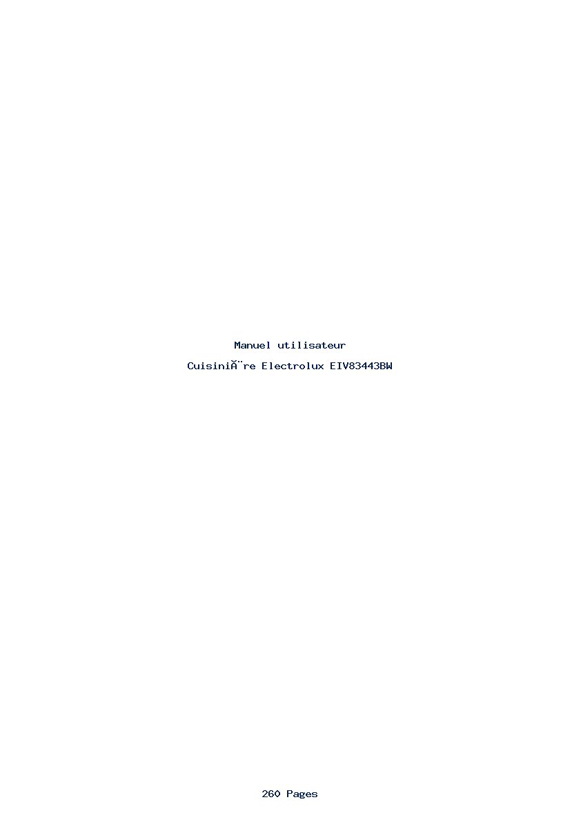 Page 1 de la notice Manuel utilisateur Electrolux EIV83443BW