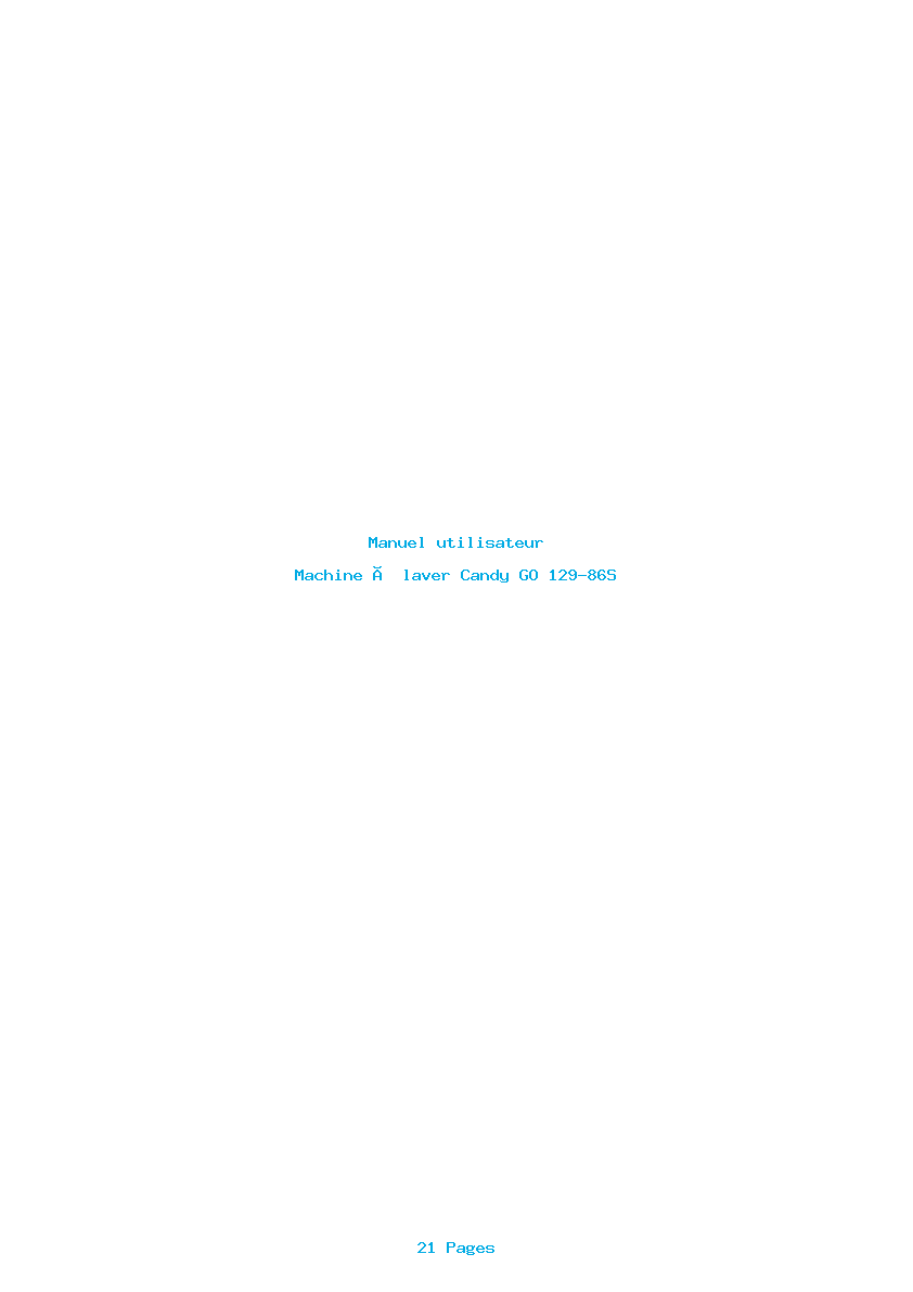 Page 1 de la notice Manuel utilisateur Candy GO 129-86S
