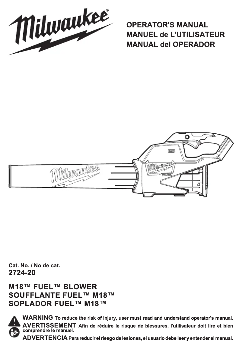 Page 1 de la notice Manuel utilisateur Milwaukee M18 Fuel 2724-21HD