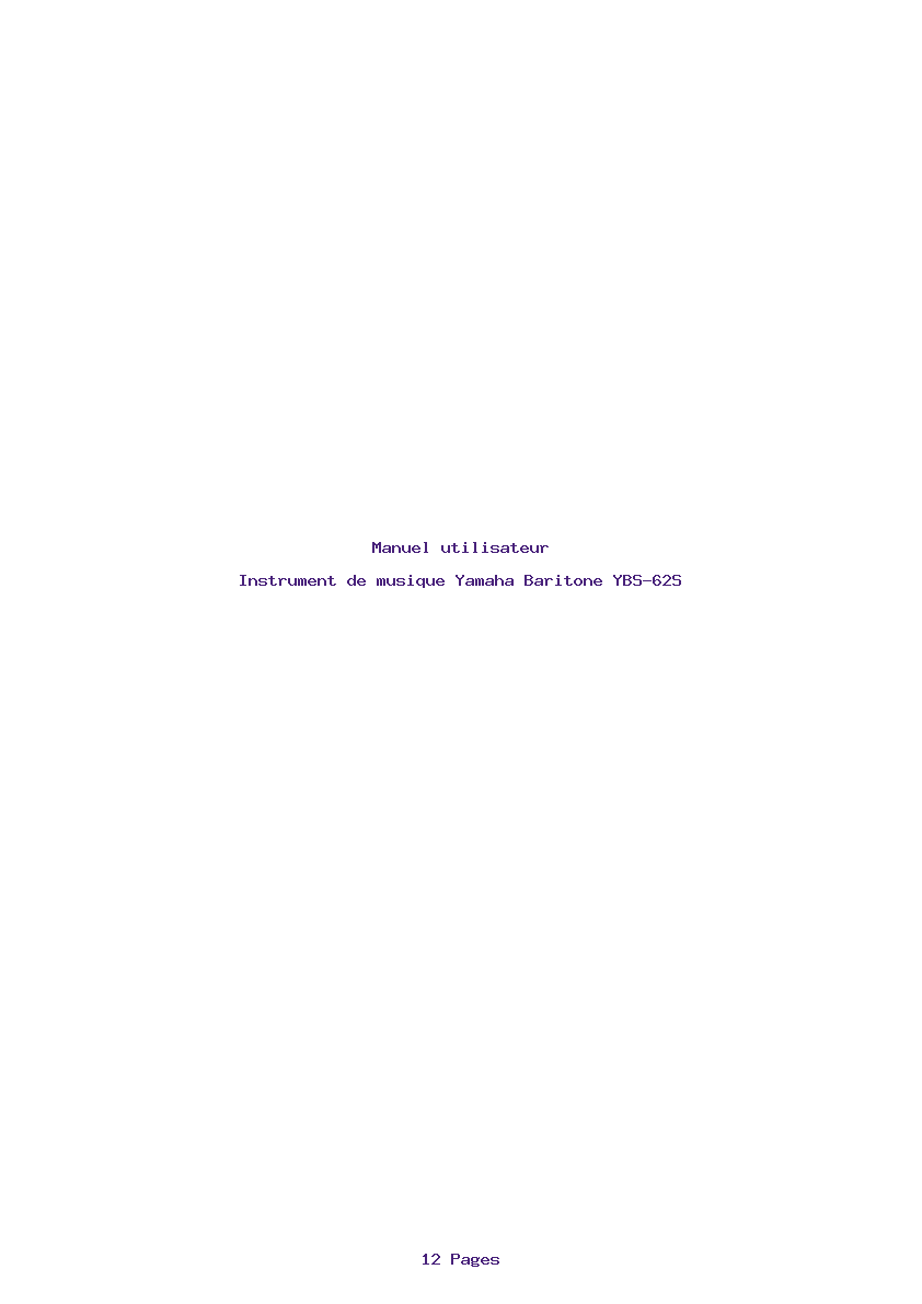 Page 1 de la notice Manuel utilisateur Yamaha Baritone YBS-62S