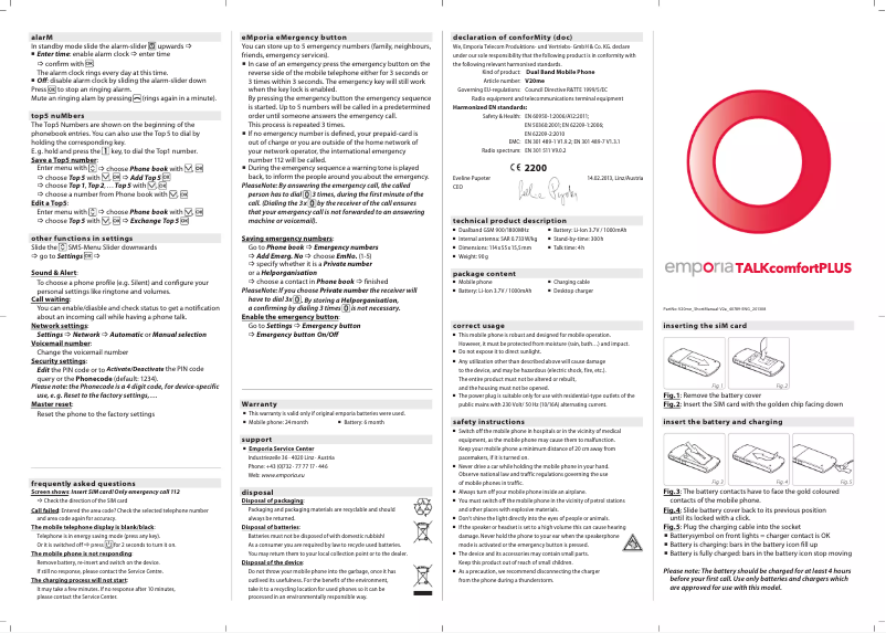 Page 1 de la notice Manuel utilisateur Emporia Talk Comfort Plus