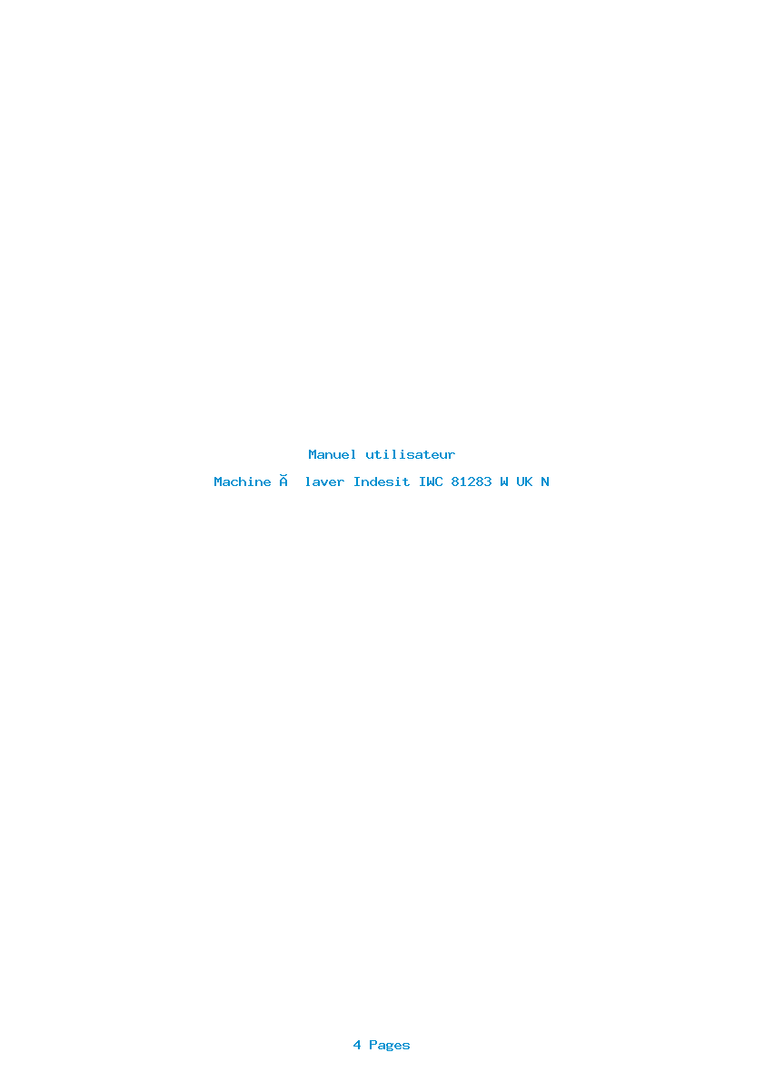 Page 1 de la notice Manuel utilisateur Indesit IWC 81283 W UK N