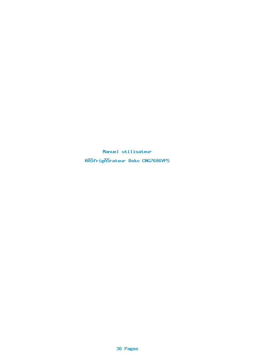 Page 1 de la notice Manuel utilisateur Beko CNG7686VPS