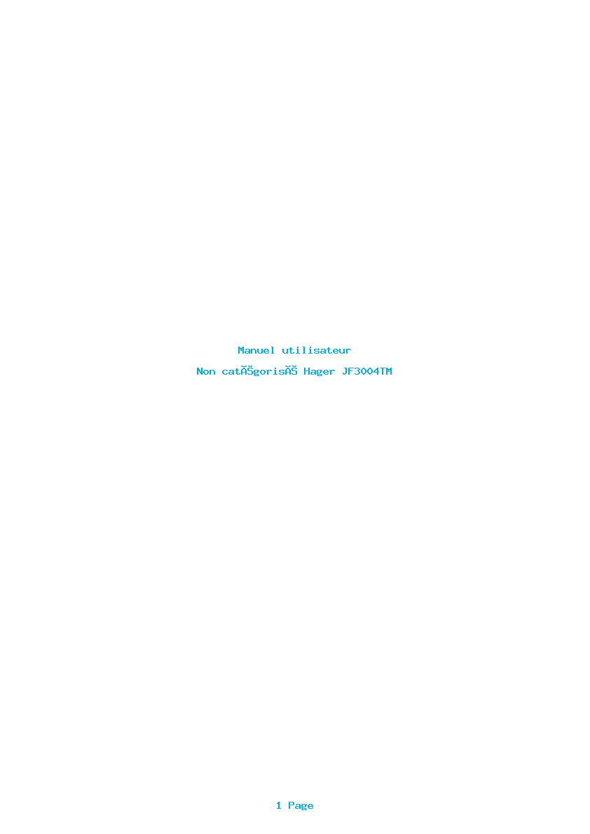 Page 1 de la notice Manuel utilisateur Hager JF3004TM