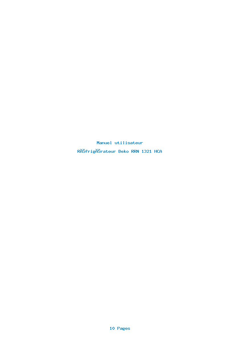 Page 1 de la notice Manuel utilisateur Beko RRN 1321 HCA