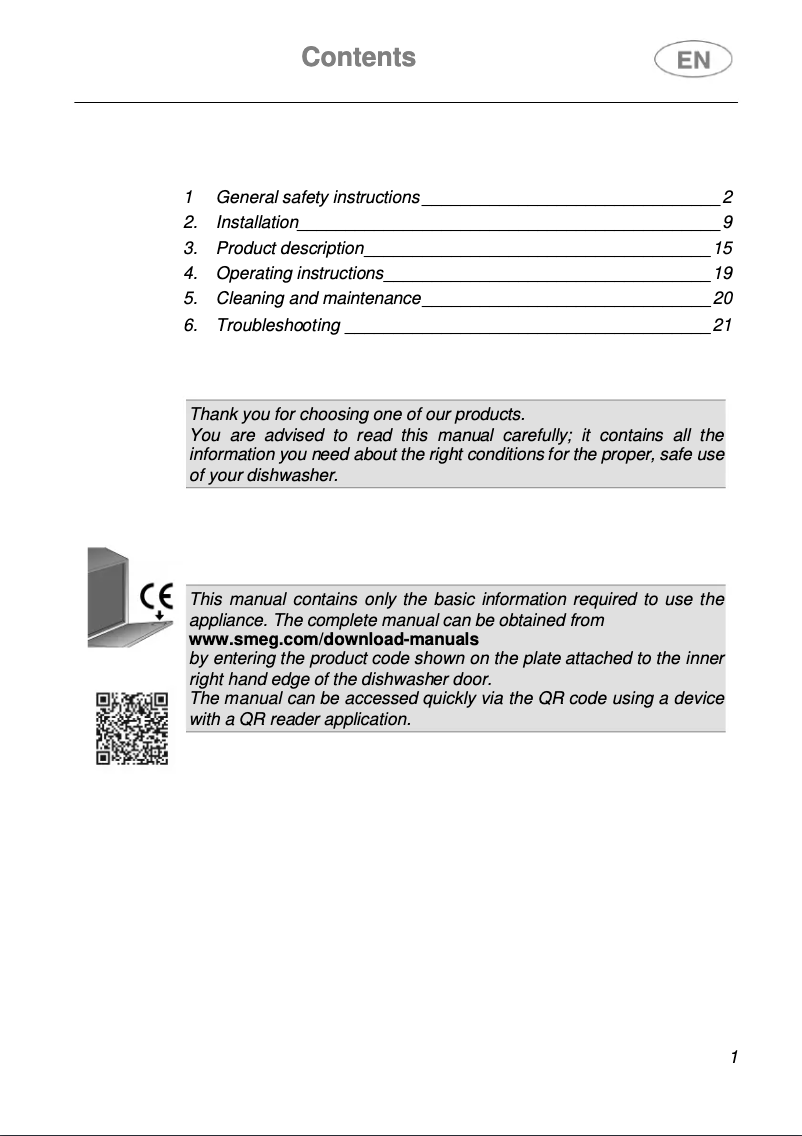 Página 1 del manual Folleto Smeg STX3CL1